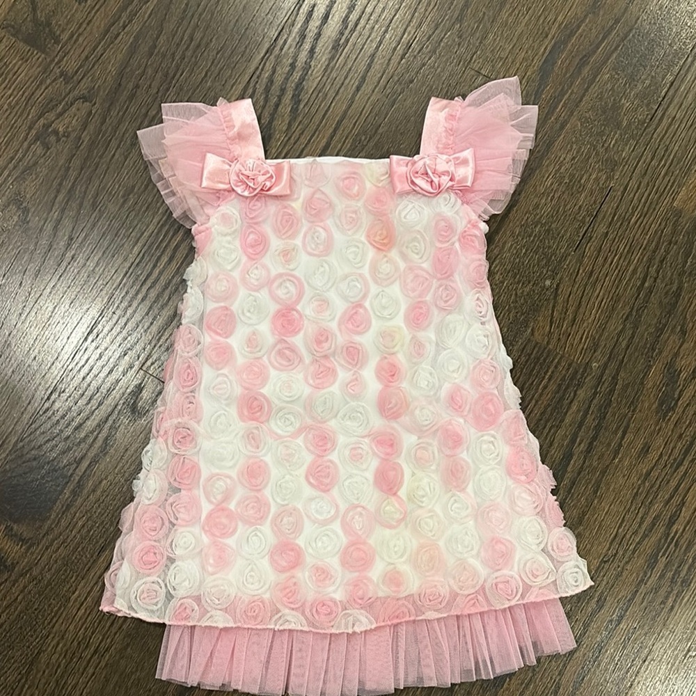 Pink and White Rosette Dress Size 3T